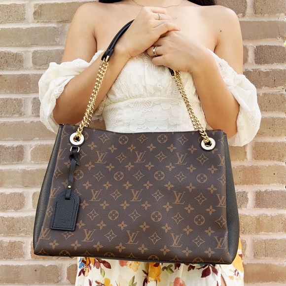 Louis Vuitton Surenne MM Shoulder Tote Bag M43772 Monogram Brown Black Noir - Picture 3 of 15